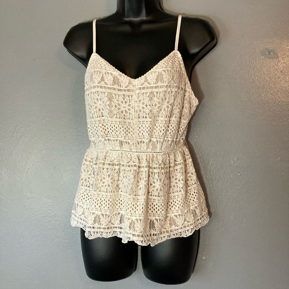 Maurices White Lace Tan Lining Tank